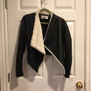 Faux leather wrap jacket